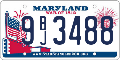 MD license plate 9BJ3488