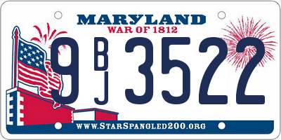 MD license plate 9BJ3522