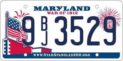 MD license plate 9BJ3529