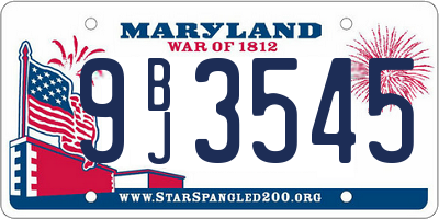 MD license plate 9BJ3545