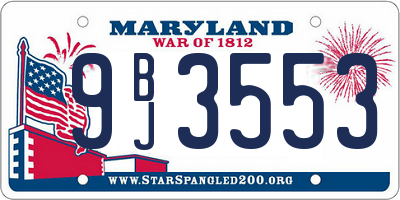 MD license plate 9BJ3553