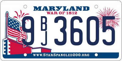 MD license plate 9BJ3605