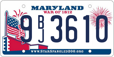 MD license plate 9BJ3610
