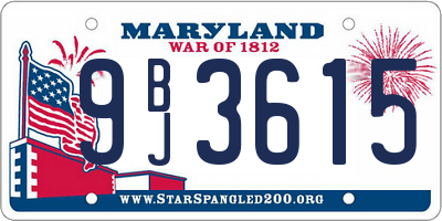 MD license plate 9BJ3615