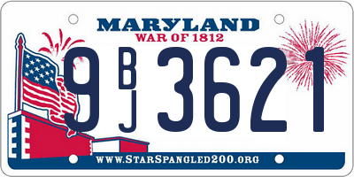 MD license plate 9BJ3621