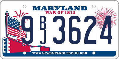 MD license plate 9BJ3624