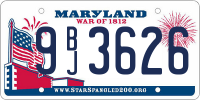 MD license plate 9BJ3626