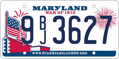 MD license plate 9BJ3627