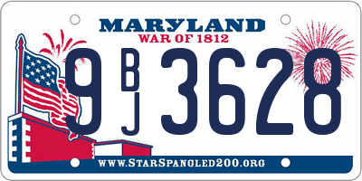 MD license plate 9BJ3628