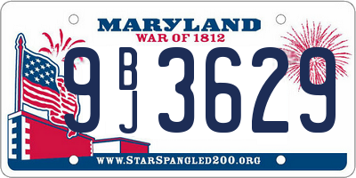 MD license plate 9BJ3629