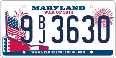 MD license plate 9BJ3630