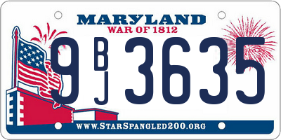 MD license plate 9BJ3635