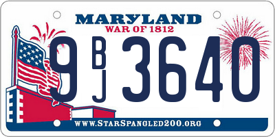 MD license plate 9BJ3640