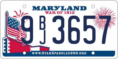 MD license plate 9BJ3657