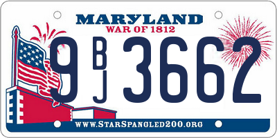 MD license plate 9BJ3662