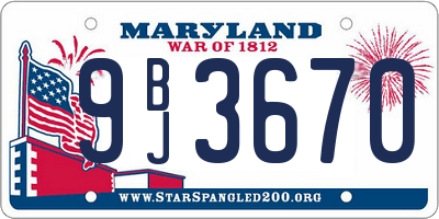 MD license plate 9BJ3670