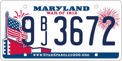 MD license plate 9BJ3672