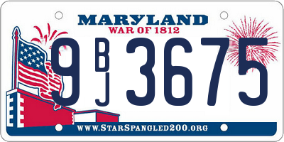MD license plate 9BJ3675