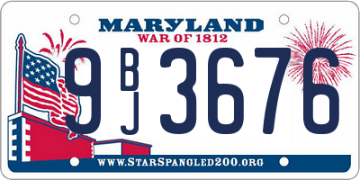 MD license plate 9BJ3676