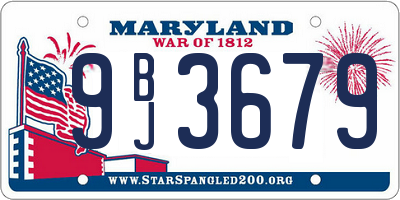 MD license plate 9BJ3679