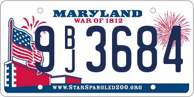 MD license plate 9BJ3684