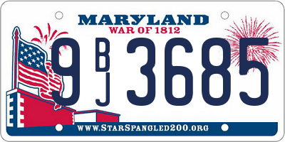 MD license plate 9BJ3685
