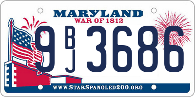 MD license plate 9BJ3686