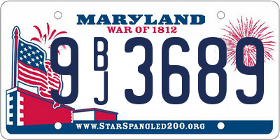 MD license plate 9BJ3689