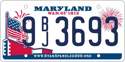 MD license plate 9BJ3693