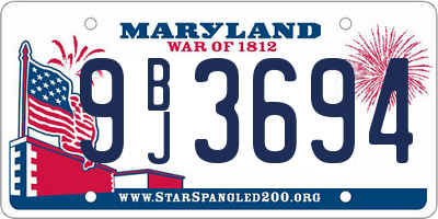 MD license plate 9BJ3694