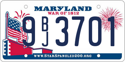 MD license plate 9BJ3701