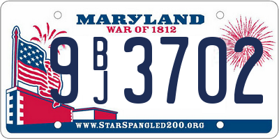 MD license plate 9BJ3702
