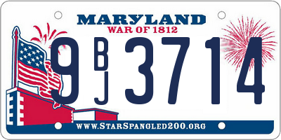 MD license plate 9BJ3714