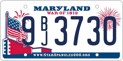 MD license plate 9BJ3730