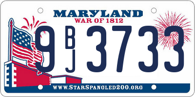 MD license plate 9BJ3733