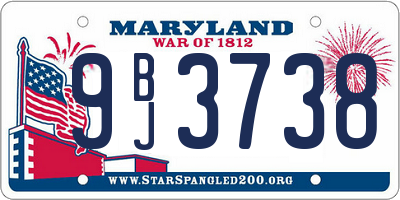 MD license plate 9BJ3738