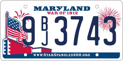 MD license plate 9BJ3743