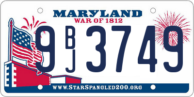 MD license plate 9BJ3749