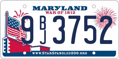MD license plate 9BJ3752