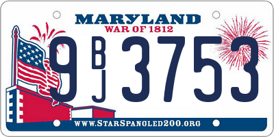 MD license plate 9BJ3753