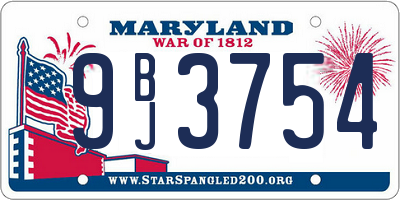MD license plate 9BJ3754