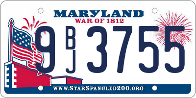 MD license plate 9BJ3755
