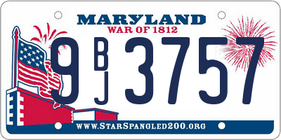MD license plate 9BJ3757