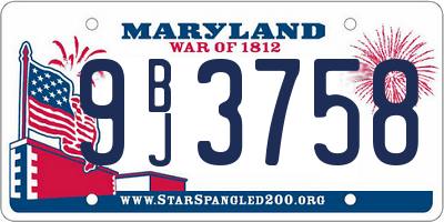 MD license plate 9BJ3758