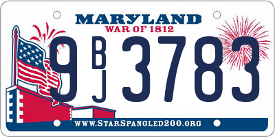 MD license plate 9BJ3783