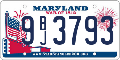 MD license plate 9BJ3793