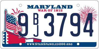 MD license plate 9BJ3794