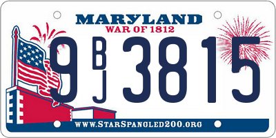 MD license plate 9BJ3815