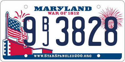 MD license plate 9BJ3828