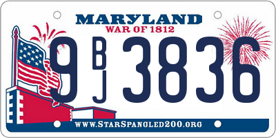 MD license plate 9BJ3836